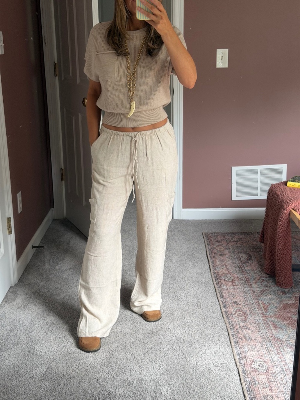 H&M Divided cargo linen pants XS